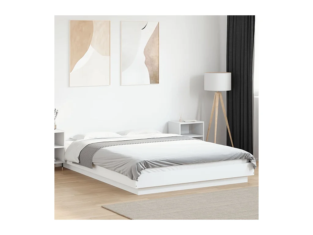 Giroletto con Luci LED Bianco 120x200 cm in Legno Multistrato