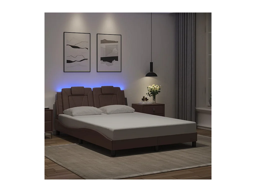 Giroletto con Luci LED Marrone 140x200 cm in Similpelle