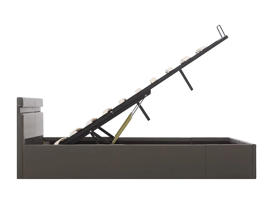 Cadre de lit à rangement avec LED gris similicuir 160x200 cm