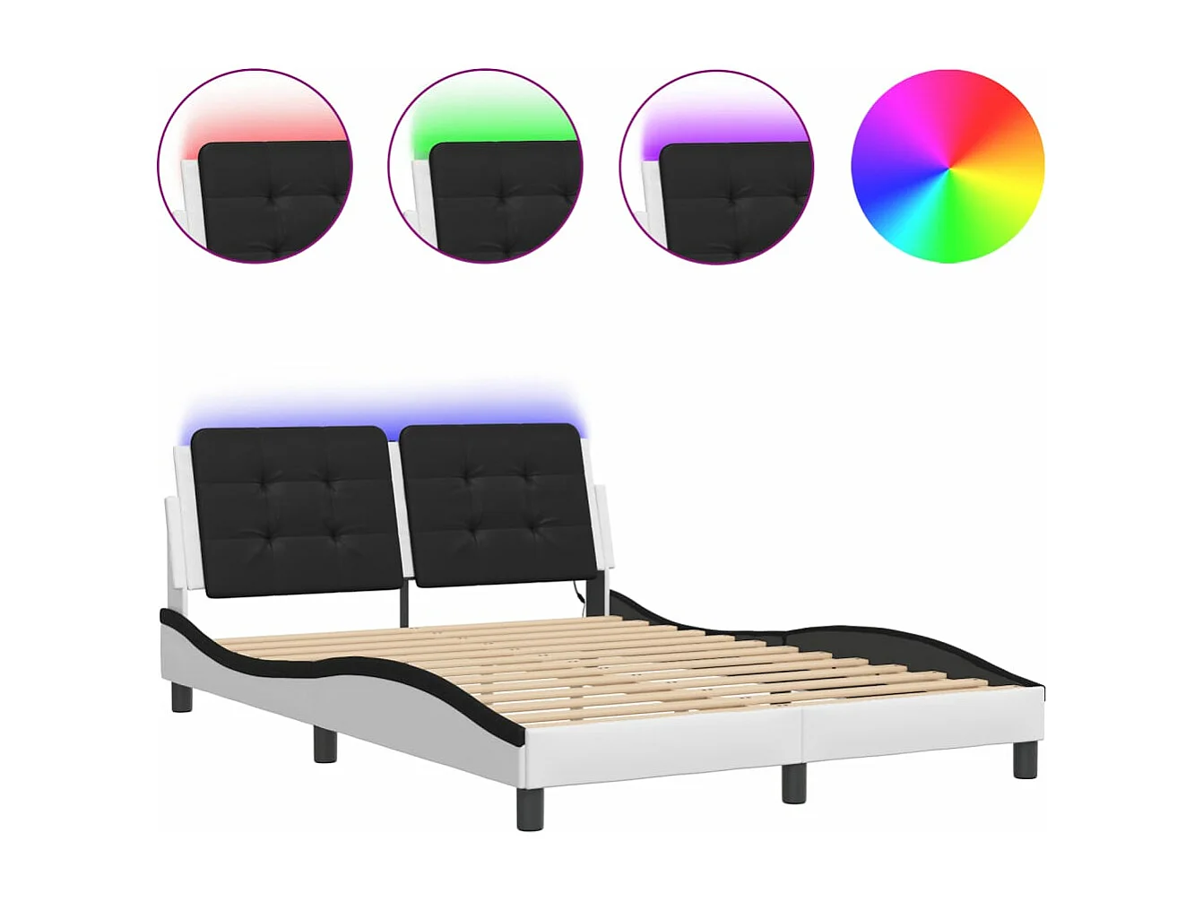 Giroletto con Luci LED Bianco e Nero 140x190 cm in Similpelle