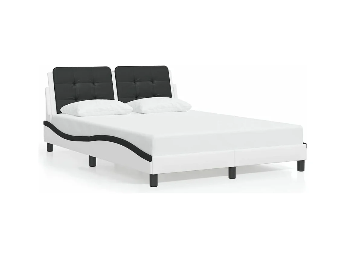 Giroletto con Luci LED Bianco e Nero 140x190 cm in Similpelle