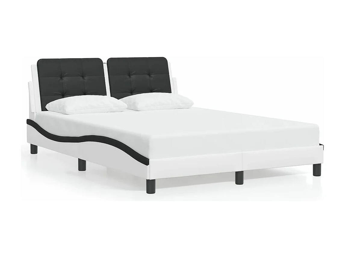 Bettgestell mit LED Weiß und Schwarz 140x190 cm Kunstleder