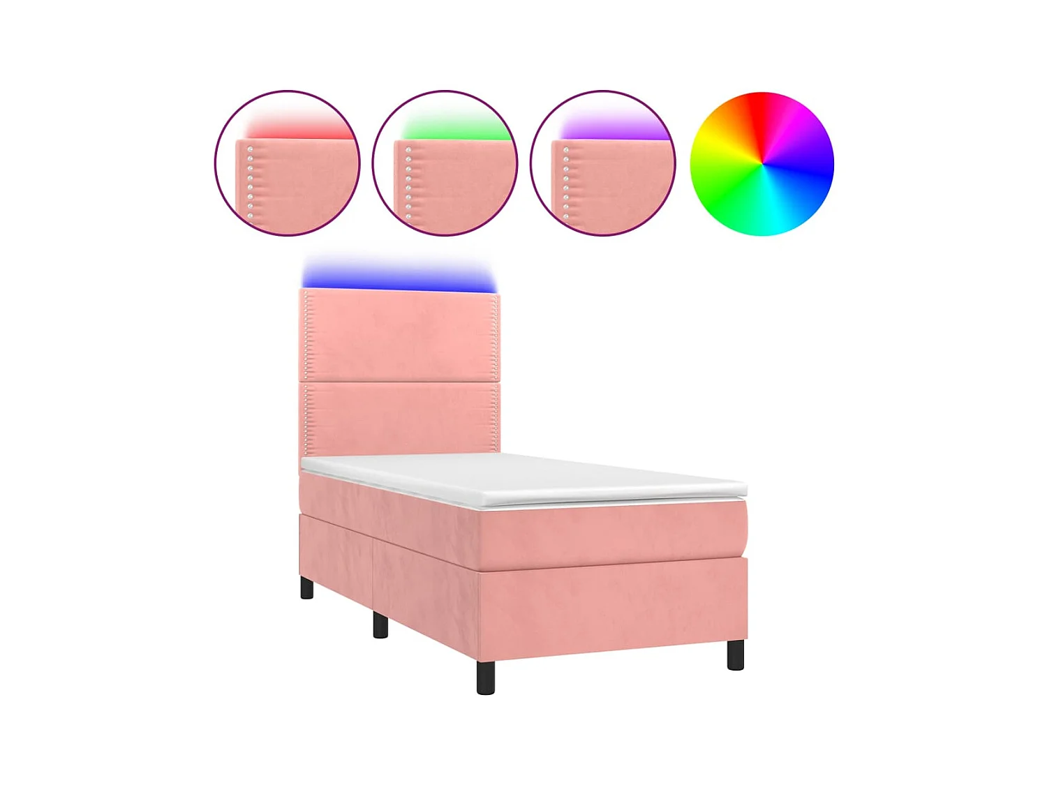 Boxspringbett mit Matratze & LED Rosa 100x200 cm Samt