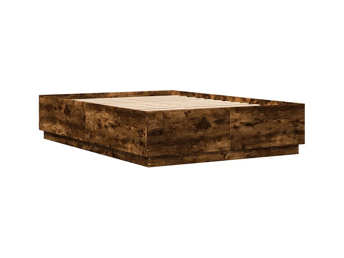 Cadre de lit avec LED sans matelas chêne fumé 160x200 cm