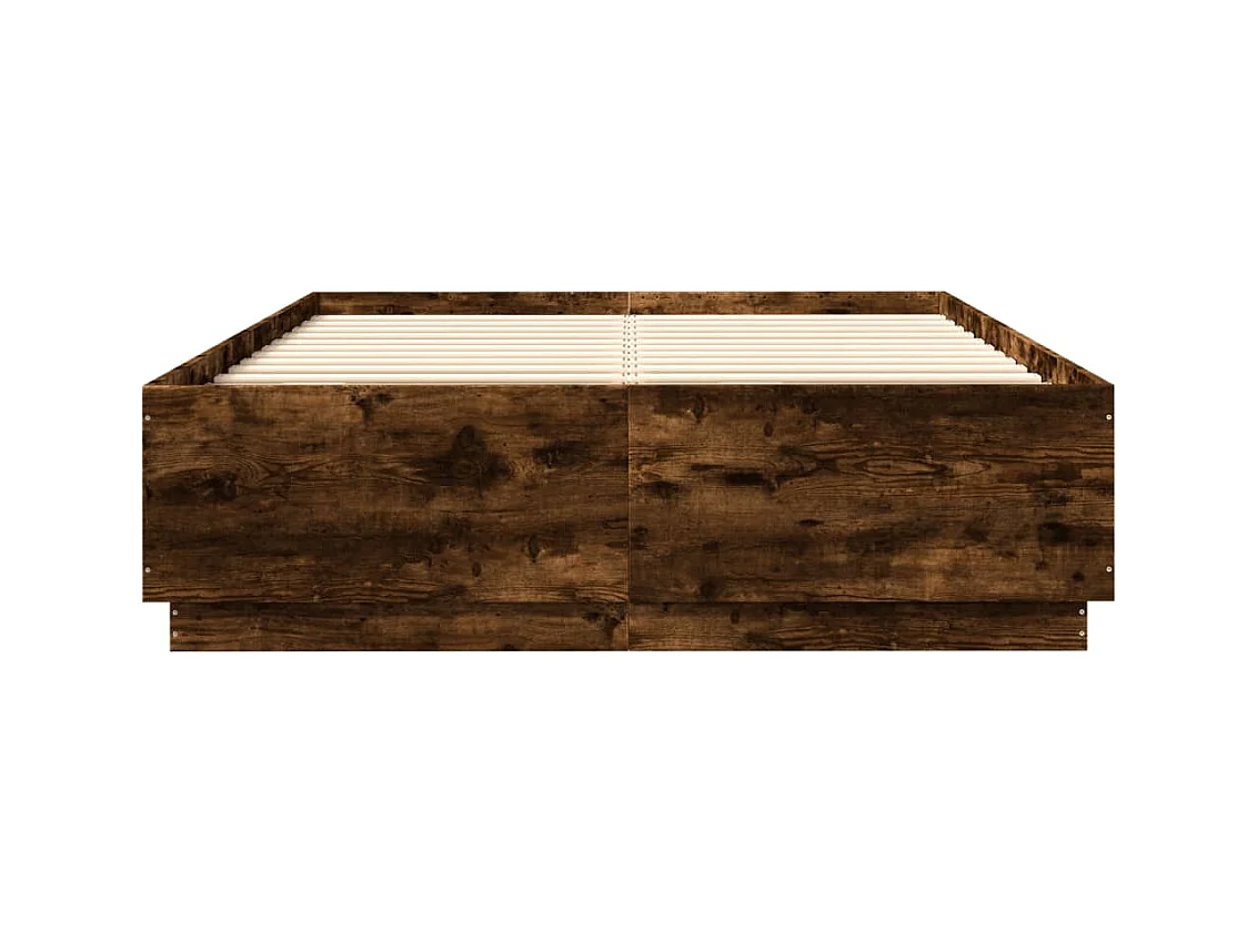 Cadre de lit avec LED sans matelas chêne fumé 160x200 cm