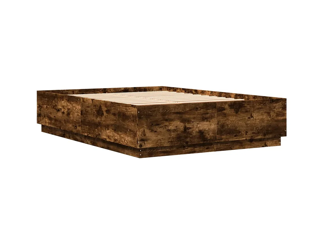 Cadre de lit avec LED sans matelas chêne fumé 160x200 cm