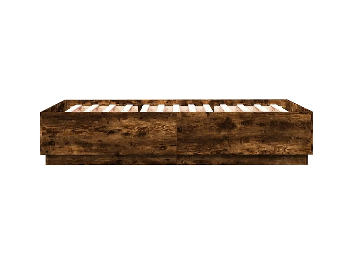 Cadre de lit avec LED sans matelas chêne fumé 160x200 cm