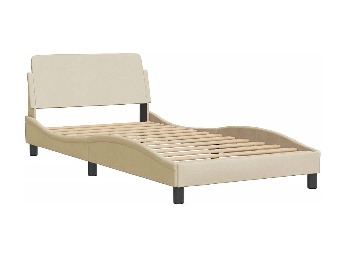 Cadre de lit avec LED sans matelas crème 100x200 cm tissu