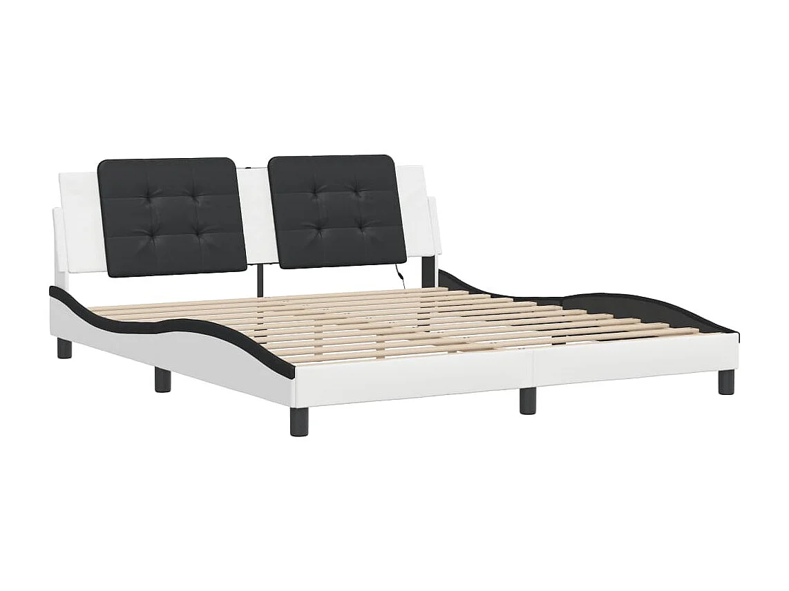 Cadre de lit avec LED sans matelas blanc et noir 180x200 cm