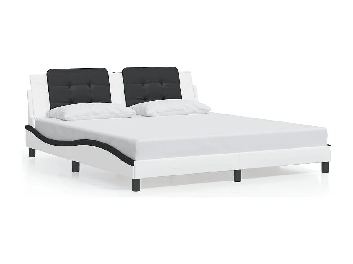 Cadre de lit avec LED sans matelas blanc et noir 180x200 cm