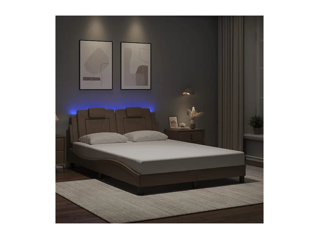 Cadre de lit avec LED sans matelas cappuccino 140x190 cm