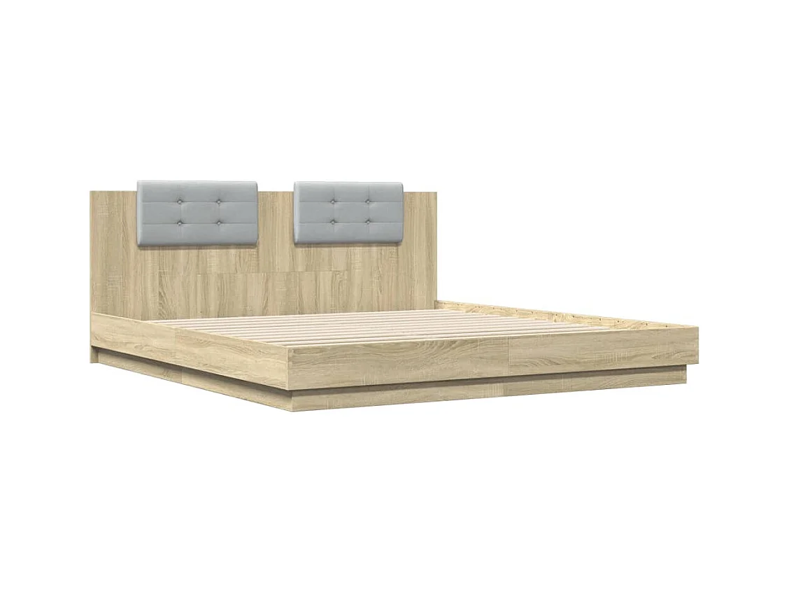 Cadre de lit avec LED sans matelas chêne sonoma 160x200 cm