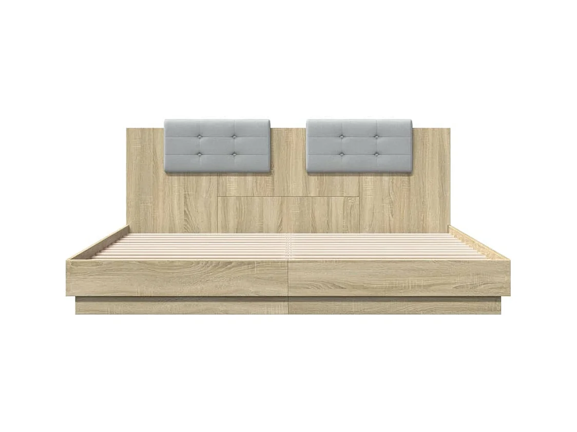 Cadre de lit avec LED sans matelas chêne sonoma 160x200 cm