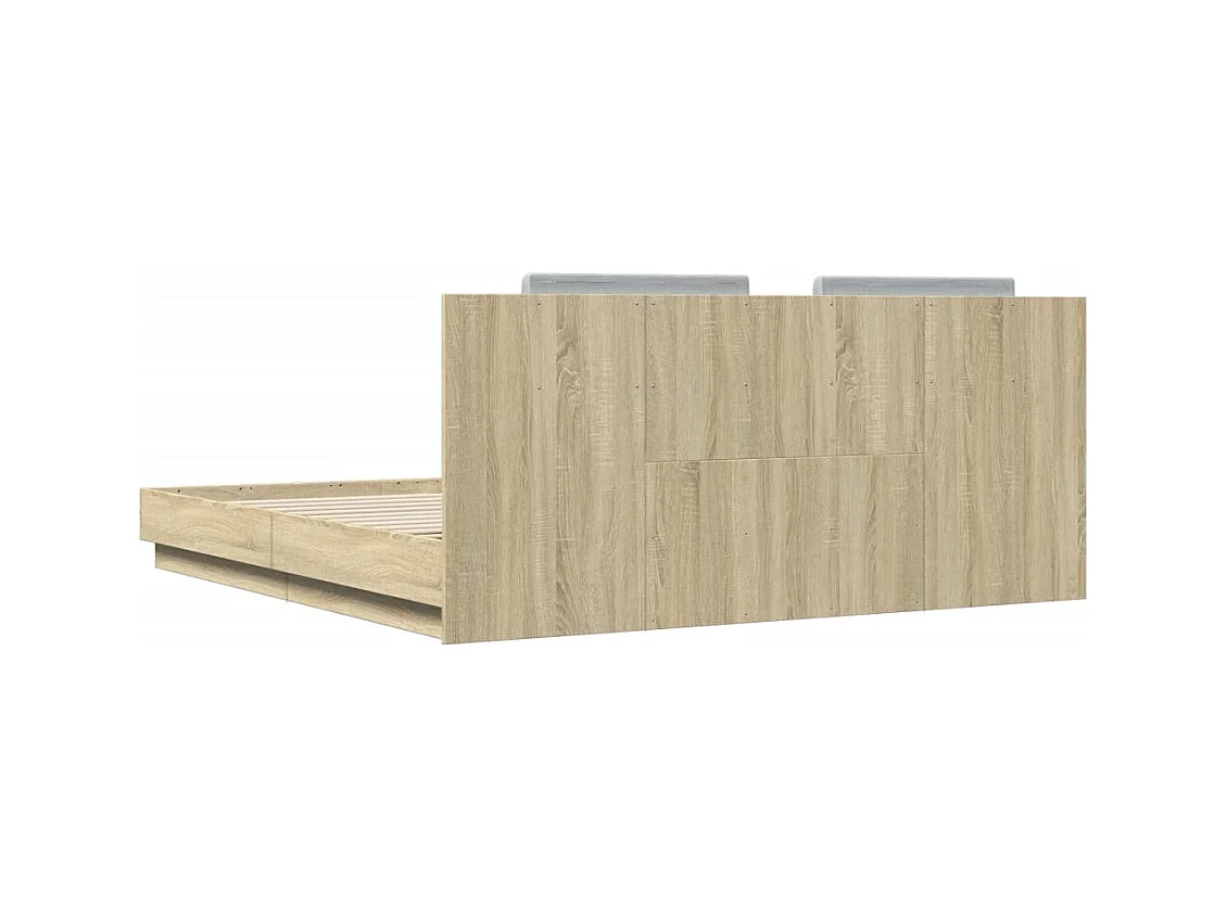 Cadre de lit avec LED sans matelas chêne sonoma 160x200 cm
