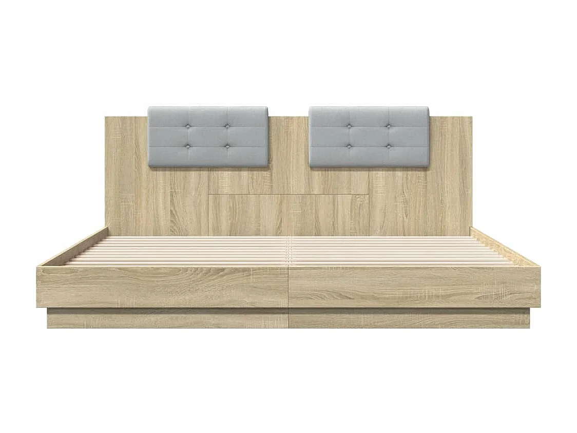 Cadre de lit avec LED sans matelas chêne sonoma 160x200 cm