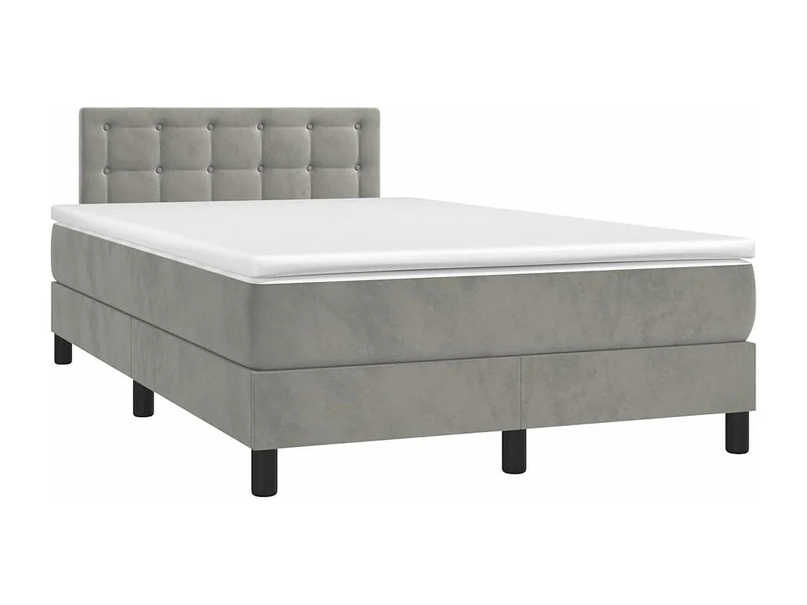 Sommier à lattes de lit avec matelas LED gris clair 120x190 cm