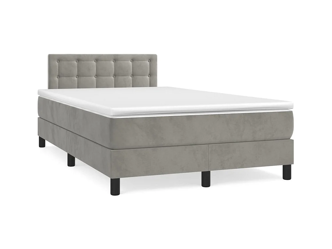 Sommier à lattes de lit avec matelas LED gris clair 120x190 cm