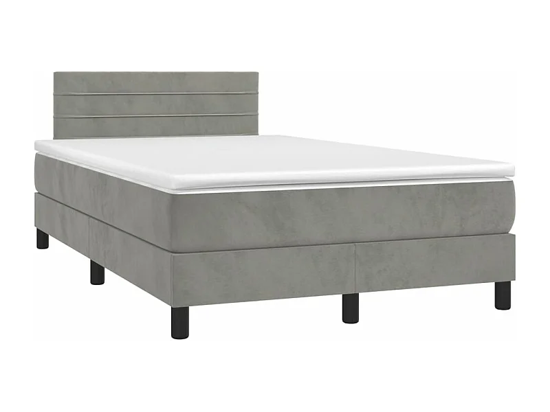 Sommier à lattes de lit avec matelas LED gris clair 120x190 cm