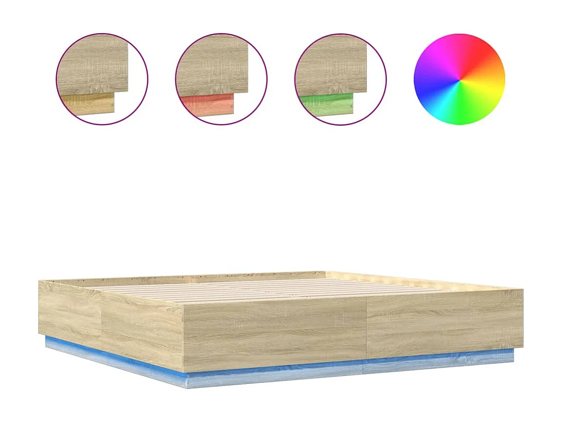 Cadre de lit avec LED sans matelas chêne sonoma 200x200 cm