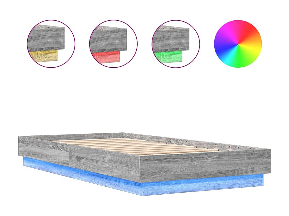Cadre de lit sans matelas avec lumières LED 75x190 cm
