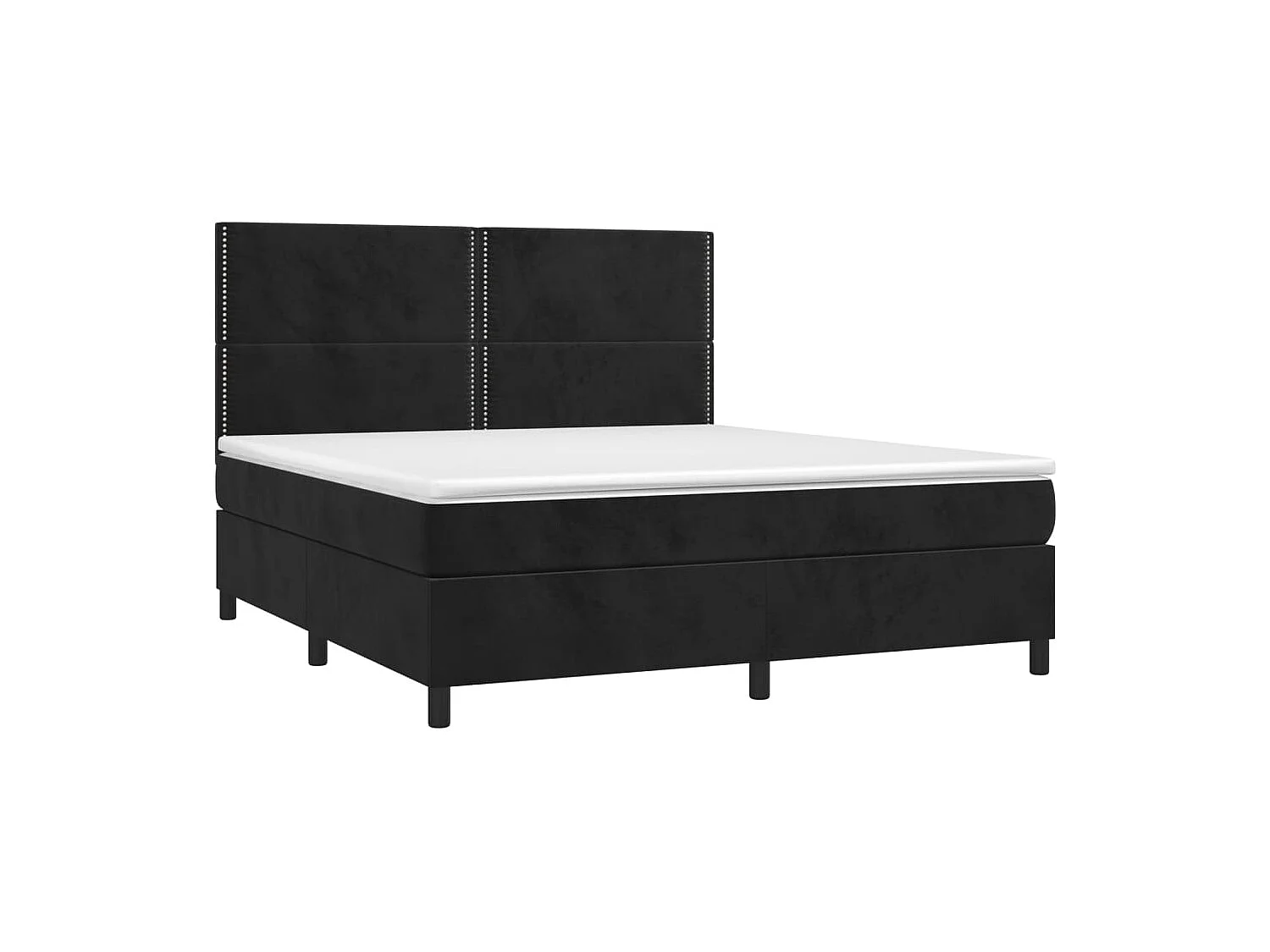 Letto a Molle con Materasso e LED Nero 160x200 cm in Velluto