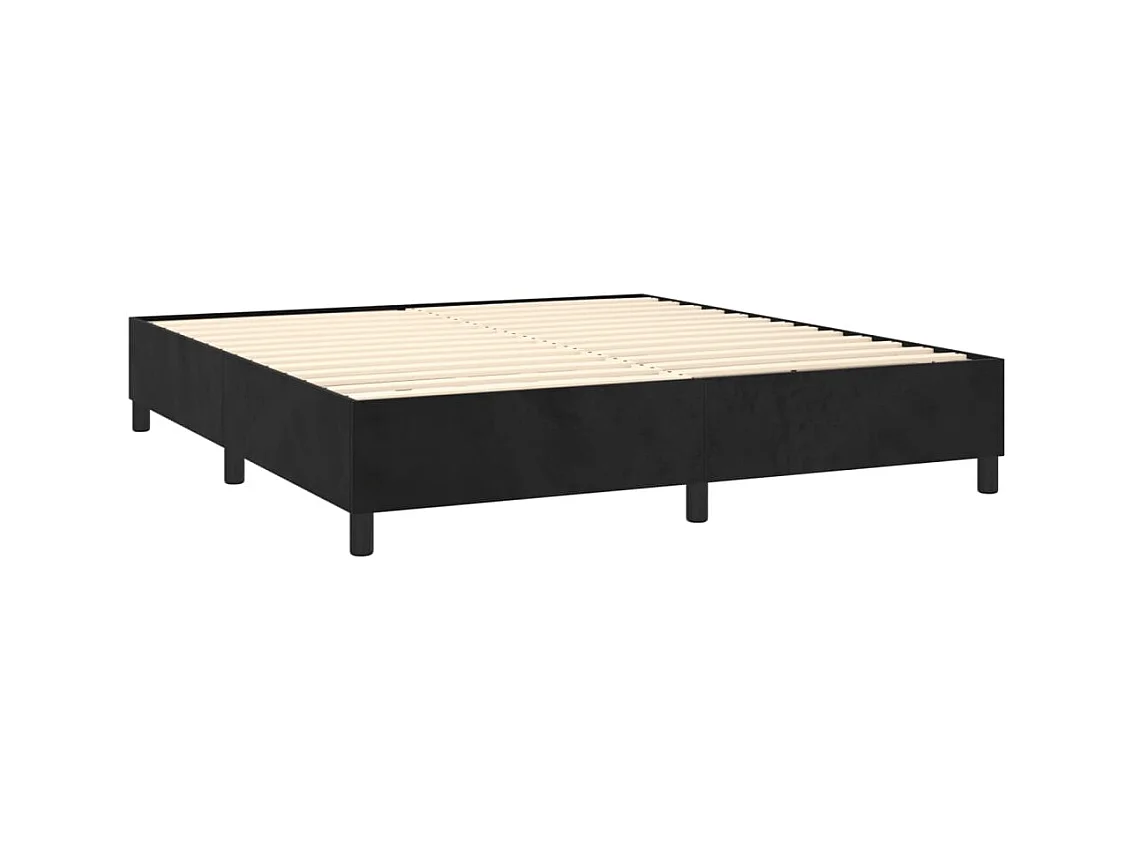Letto a Molle con Materasso e LED Nero 160x200 cm in Velluto