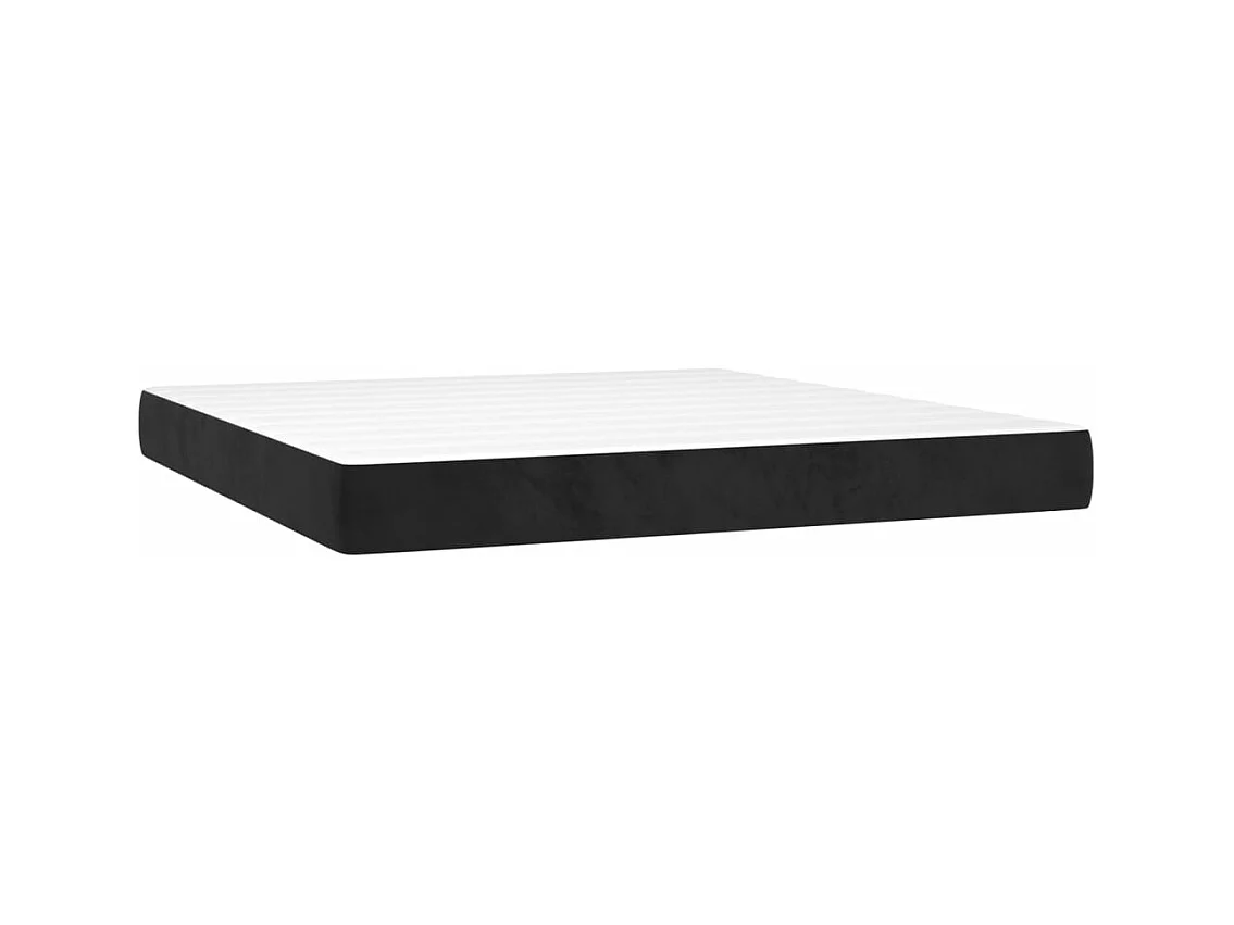 Letto a Molle con Materasso e LED Nero 160x200 cm in Velluto