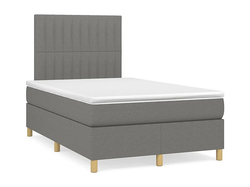 Cama box spring c/ colchão e LED 120x190 cm tecido cinza-escuro
