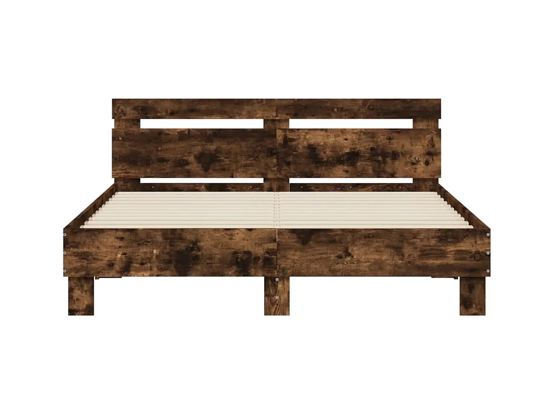 Bedframe met hoofdeinde en LED gerookt eikenkleurig 140x200 cm