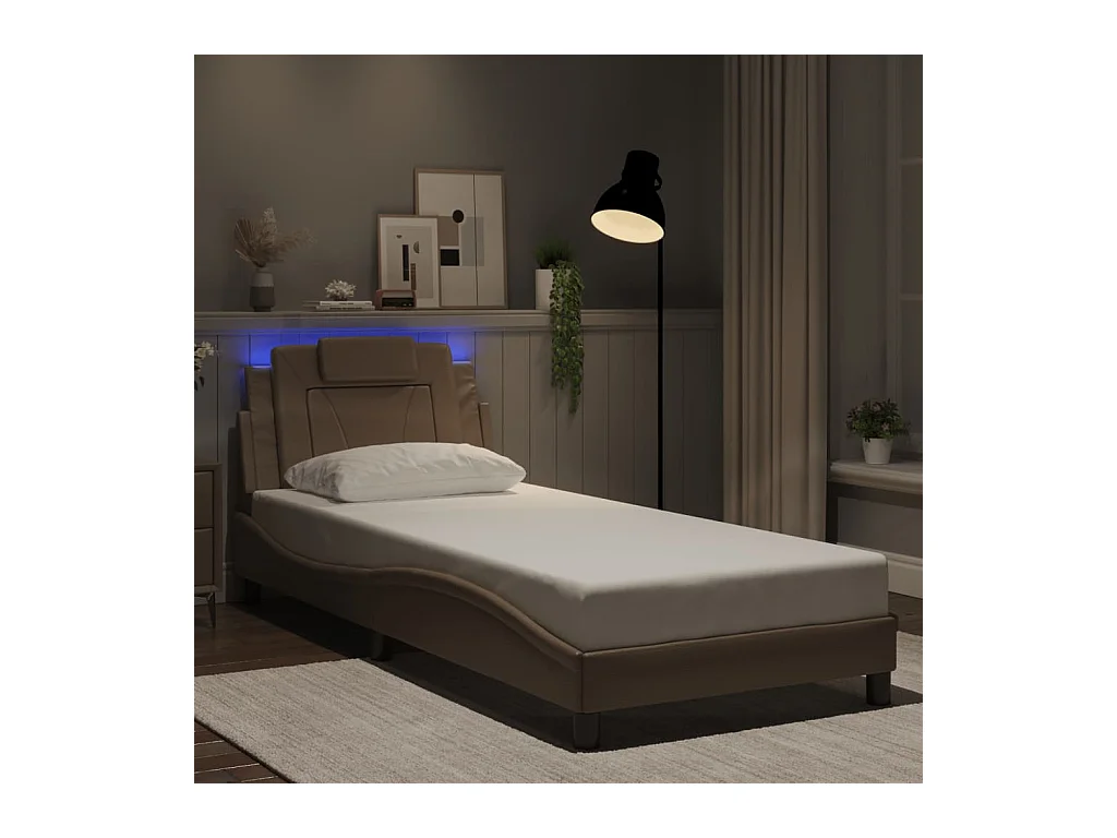 Giroletto con Luci LED Cappuccino 80x200 cm in Similpelle