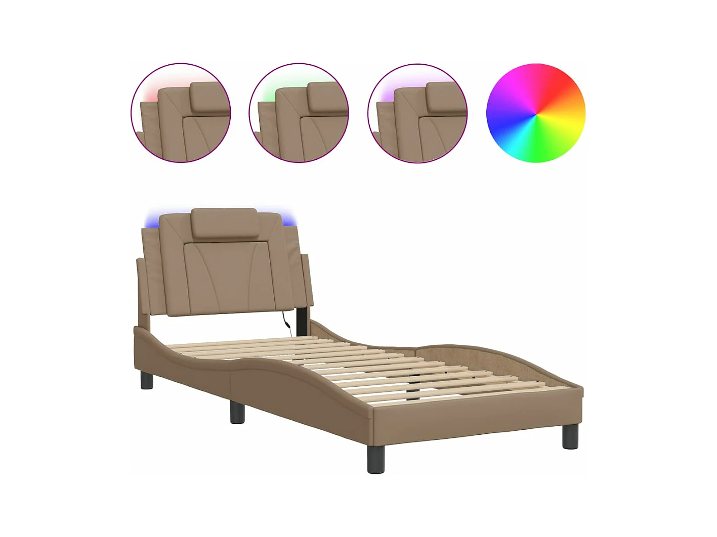 Bedframe met LED-verlichting kunstleer cappuccino 80x200 cm