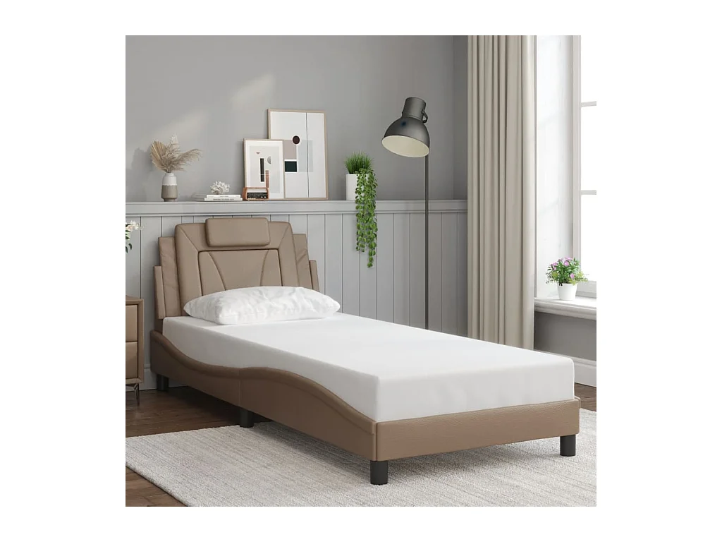 Bedframe met LED-verlichting kunstleer cappuccino 80x200 cm