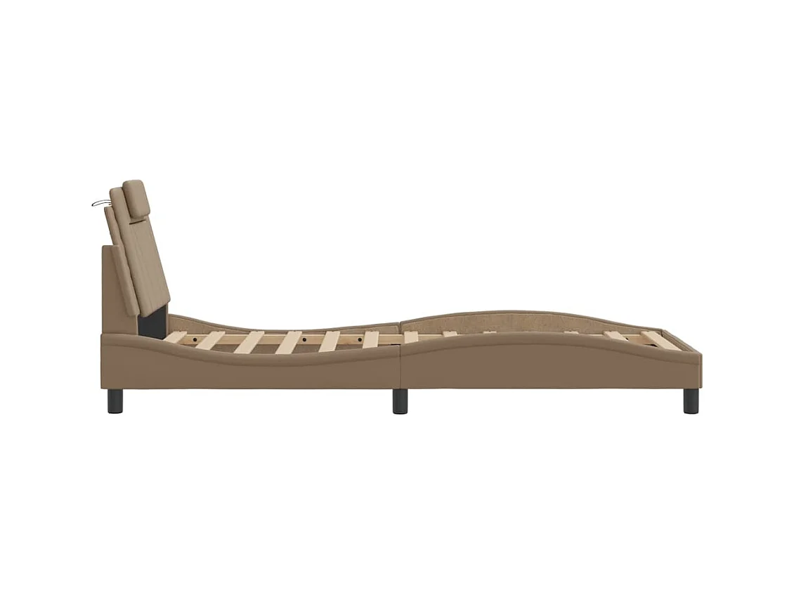 Bedframe met LED-verlichting kunstleer cappuccino 80x200 cm