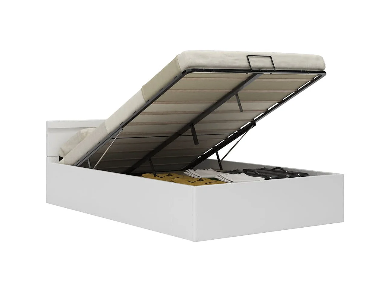 Cadre de lit à rangement hydraulique sans matelas avec LED