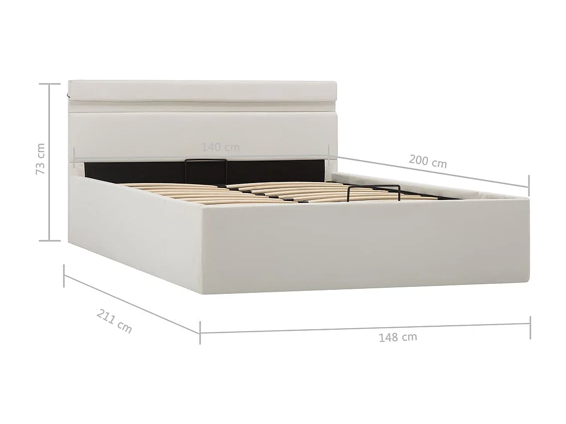 Cadre de lit à rangement hydraulique sans matelas avec LED