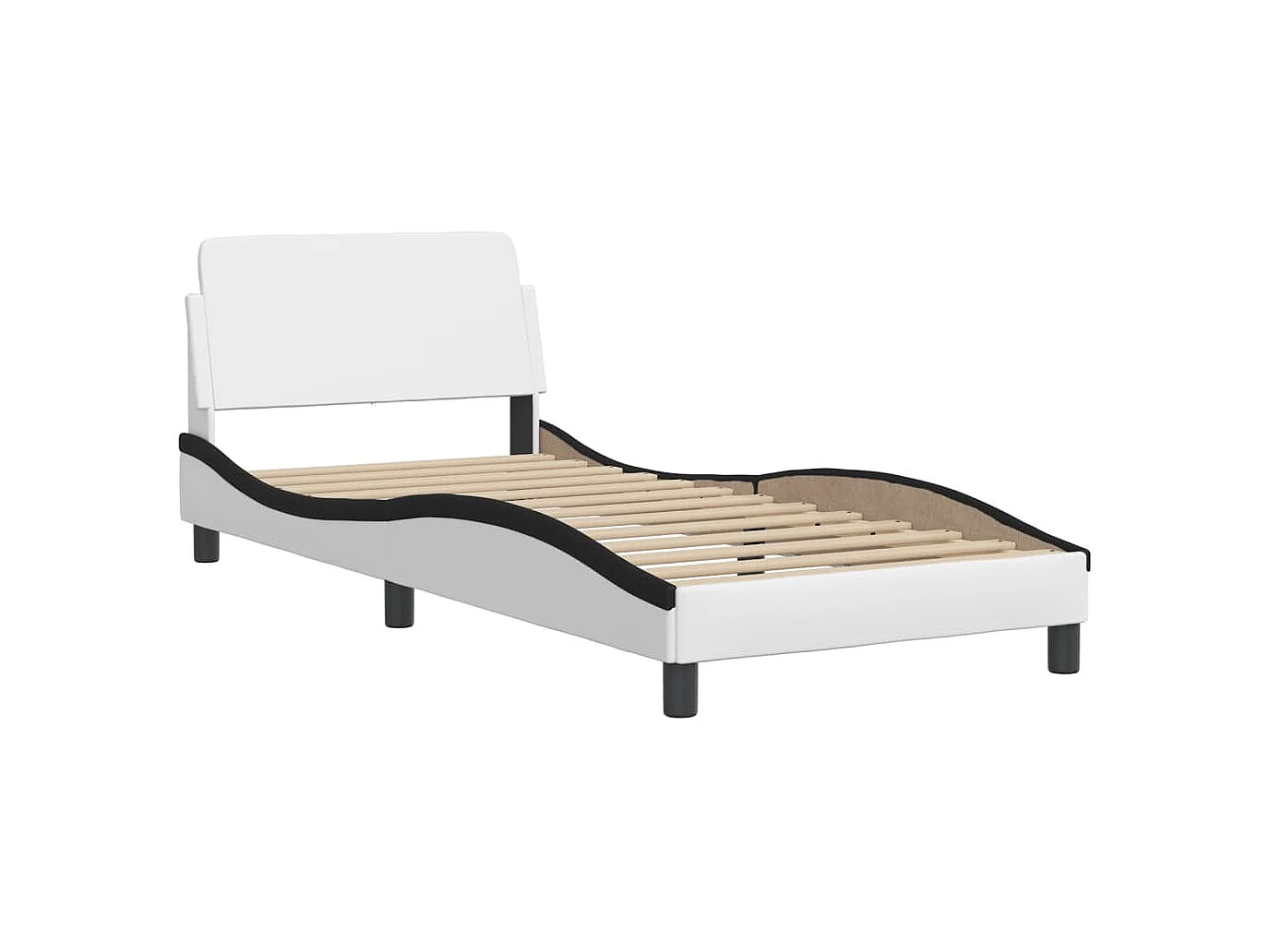 Cadre de lit avec LED sans matelas blanc et noir 90x200 cm