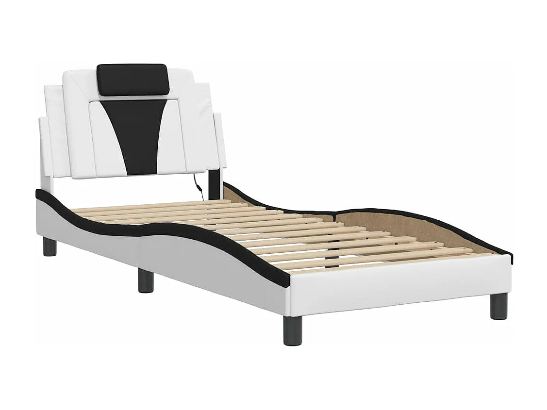 Cadre de lit avec LED sans matelas blanc et noir 90x200 cm