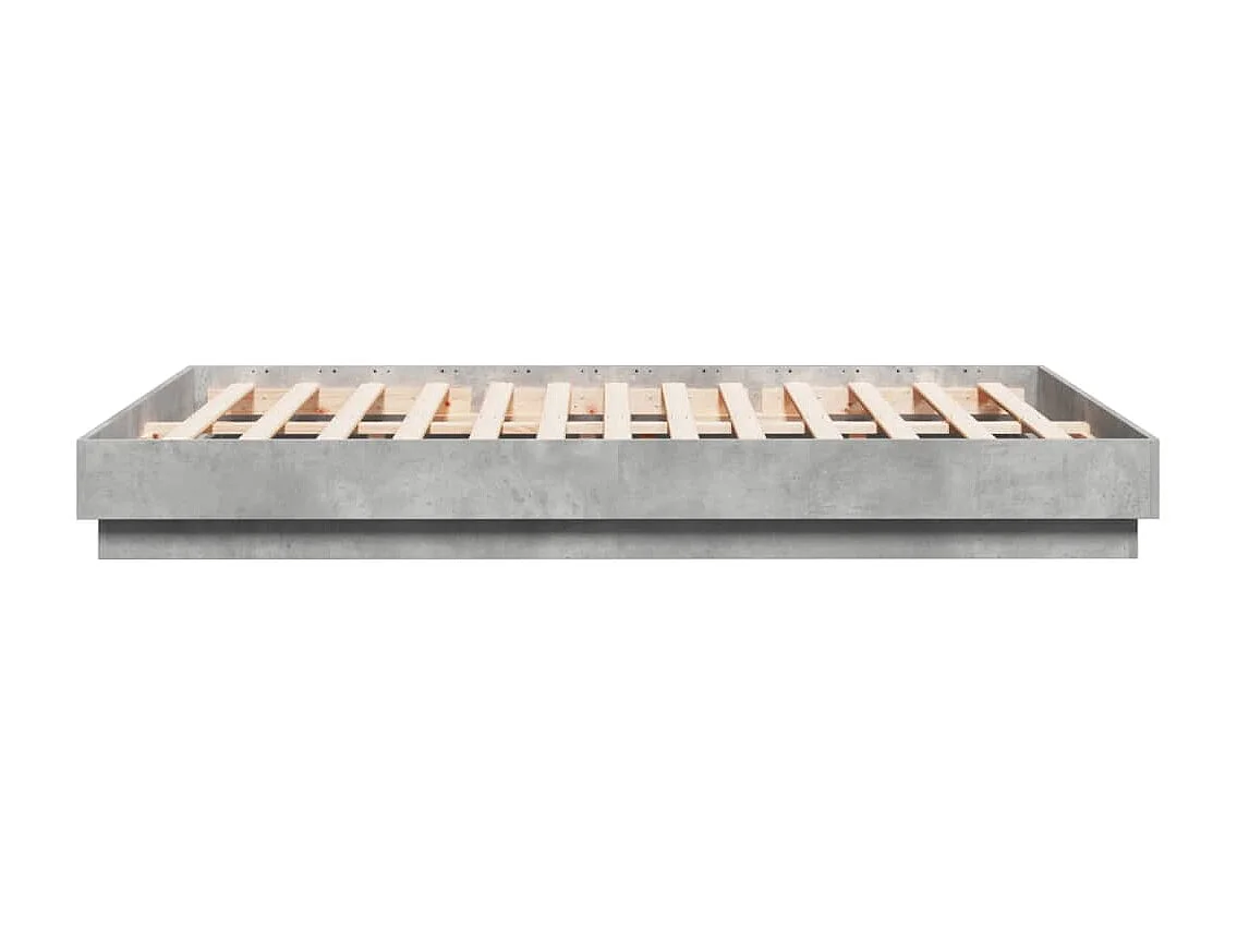 Cadre de lit avec LED sans matelas gris béton 150x200 cm