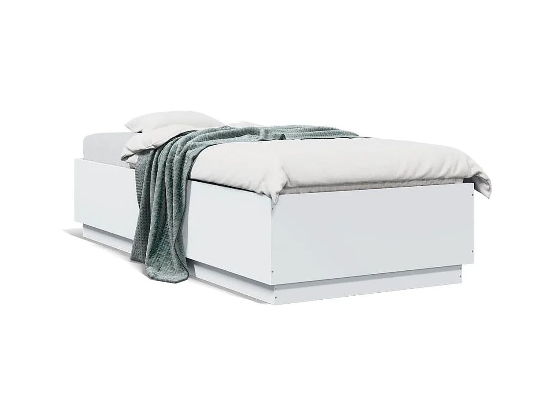 Cadre de lit avec LED sans matelas blanc 90x200 cm