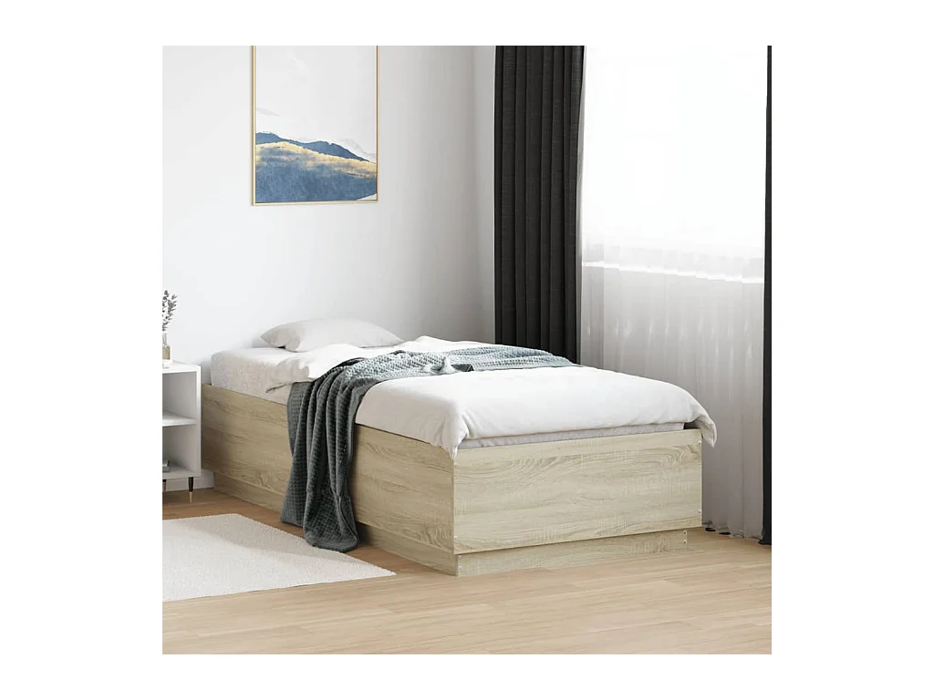 Estructura cama con luces LED madera roble Sonoma 75x190 cm