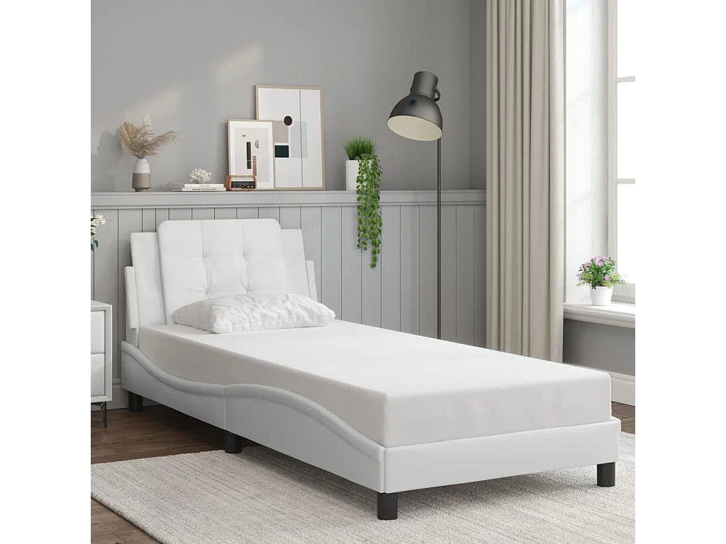 Cadre de lit avec LED sans matelas blanc 100x200 cm