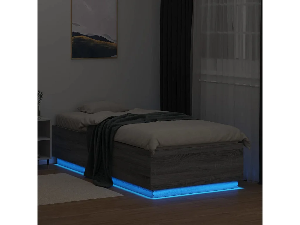 Giroletto Luci LED Grigio Sonoma 100x200cm in Legno Multistrato