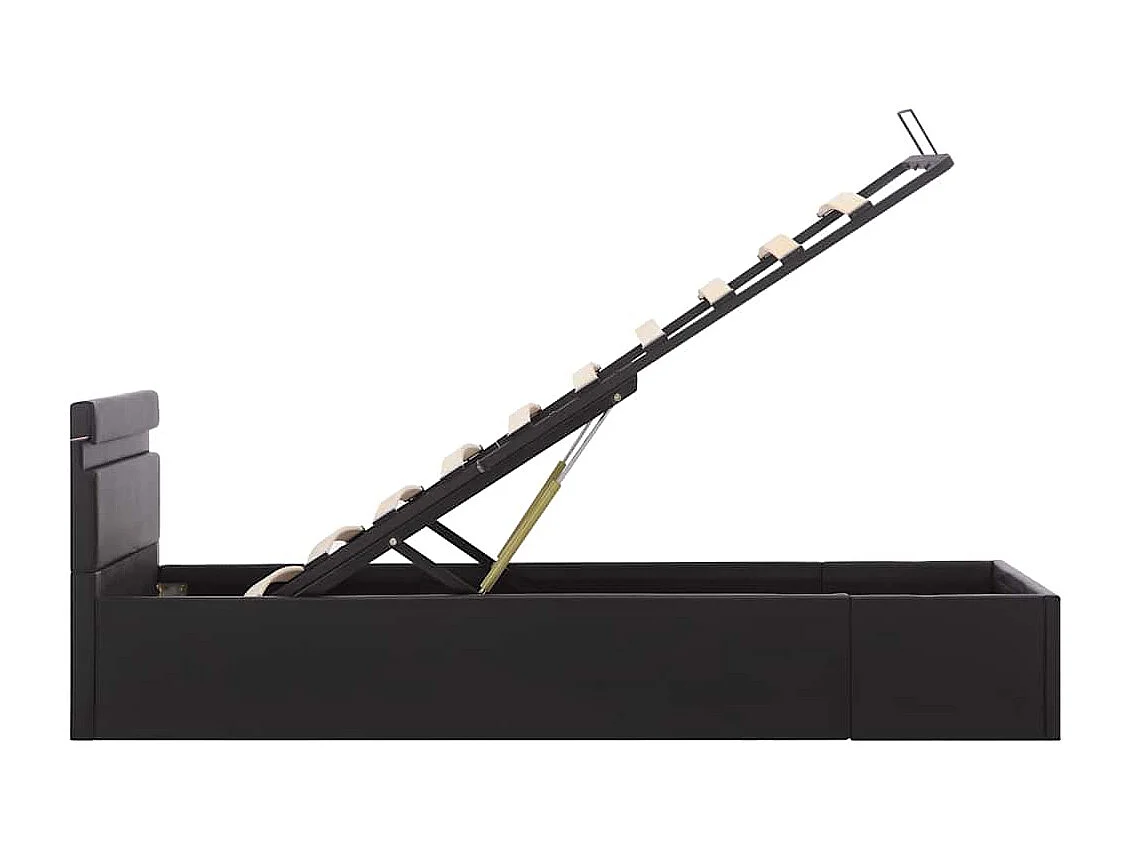 Giroletto Contenitore Idraulico LED Nero Similpelle 90x200 cm