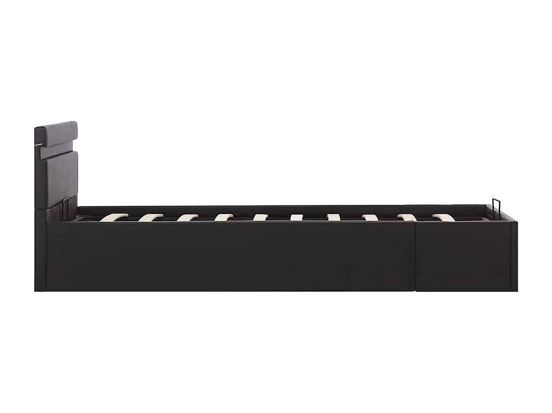 Giroletto Contenitore Idraulico LED Nero Similpelle 90x200 cm