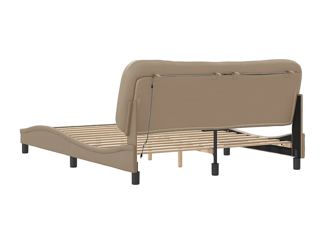 Giroletto con Luci LED Cappuccino 160x200 cm in Similpelle