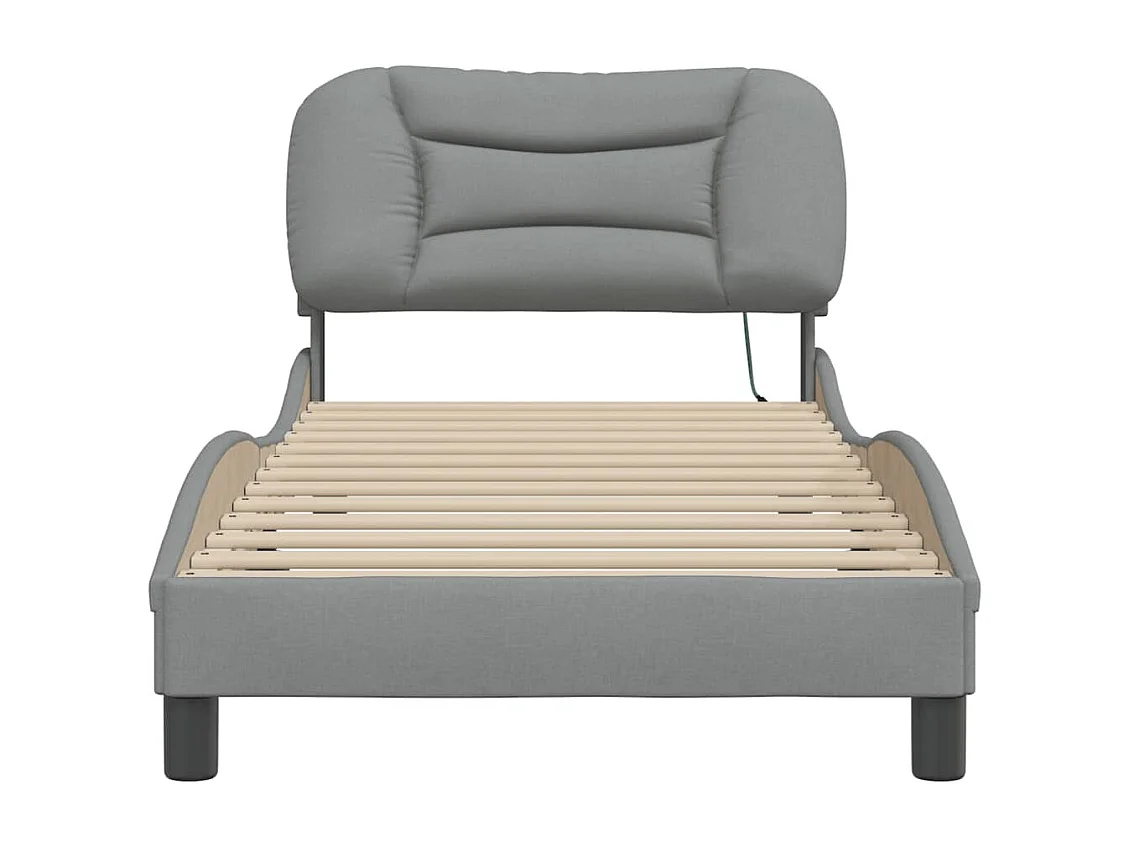 Estrutura de cama c/ luzes LED 90x190 cm tecido cinzento-claro