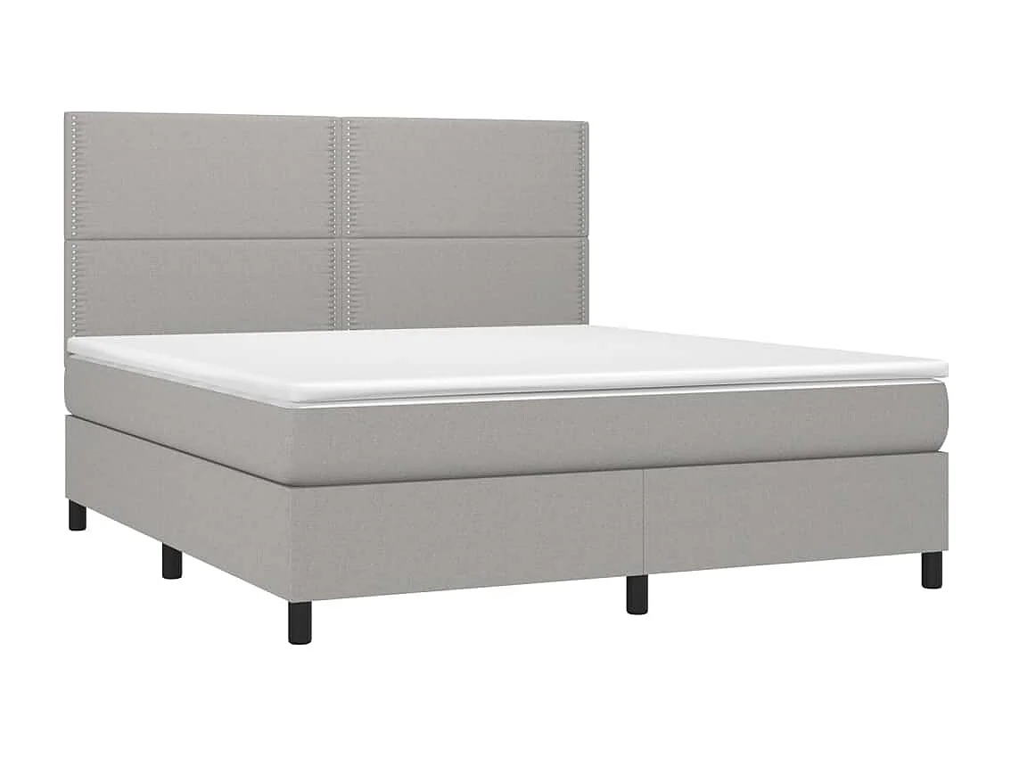 Boxspring met matras en LED stof lichtgrijs 180x200 cm