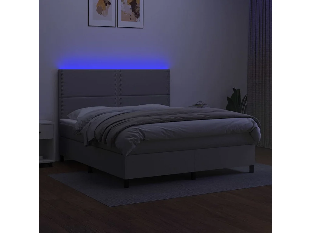 Sommier à lattes de lit et matelas et LED Gris clair 180x200 cm