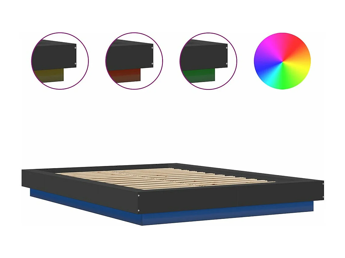 Bettgestell mit LED Schwarz 120x200 cm Holzwerkstoff