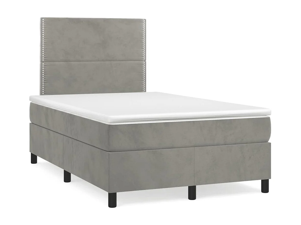 Sommier à lattes de lit avec matelas LED gris clair 120x190 cm